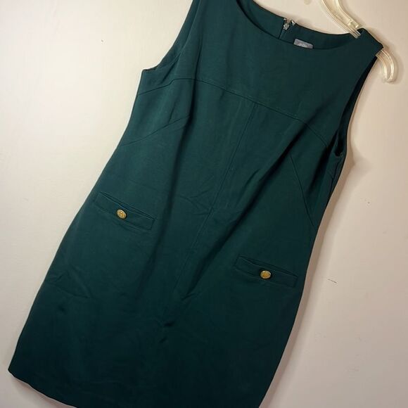 Vince Camuto Forrest Green Sheath Dress - Size 12 - Picture 2 of 14